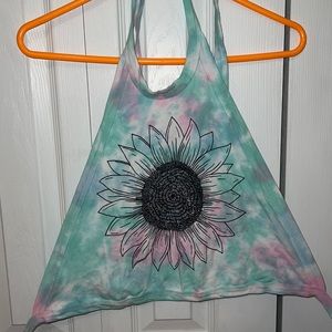 Tie Dye Sunflower Halter Top